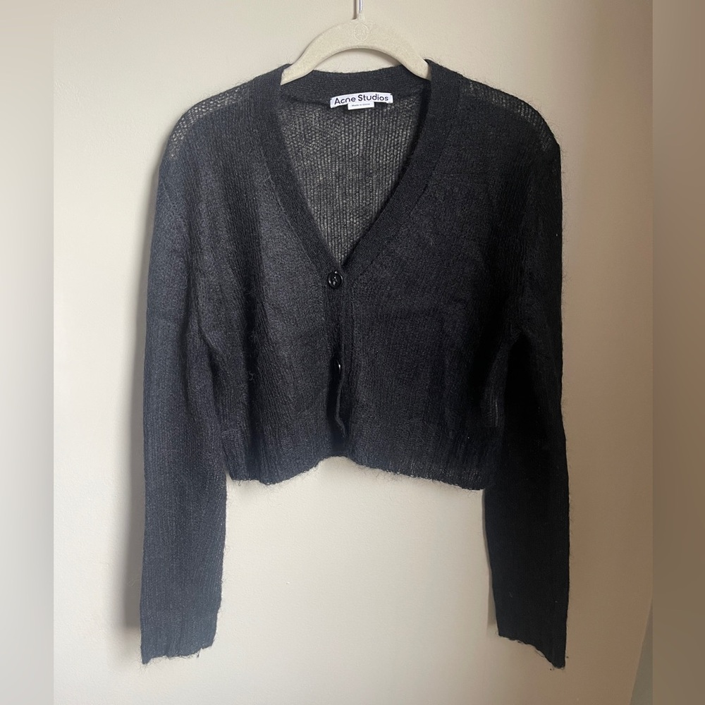 Acne Studios Cropped Mohair Cardigan Black Size S